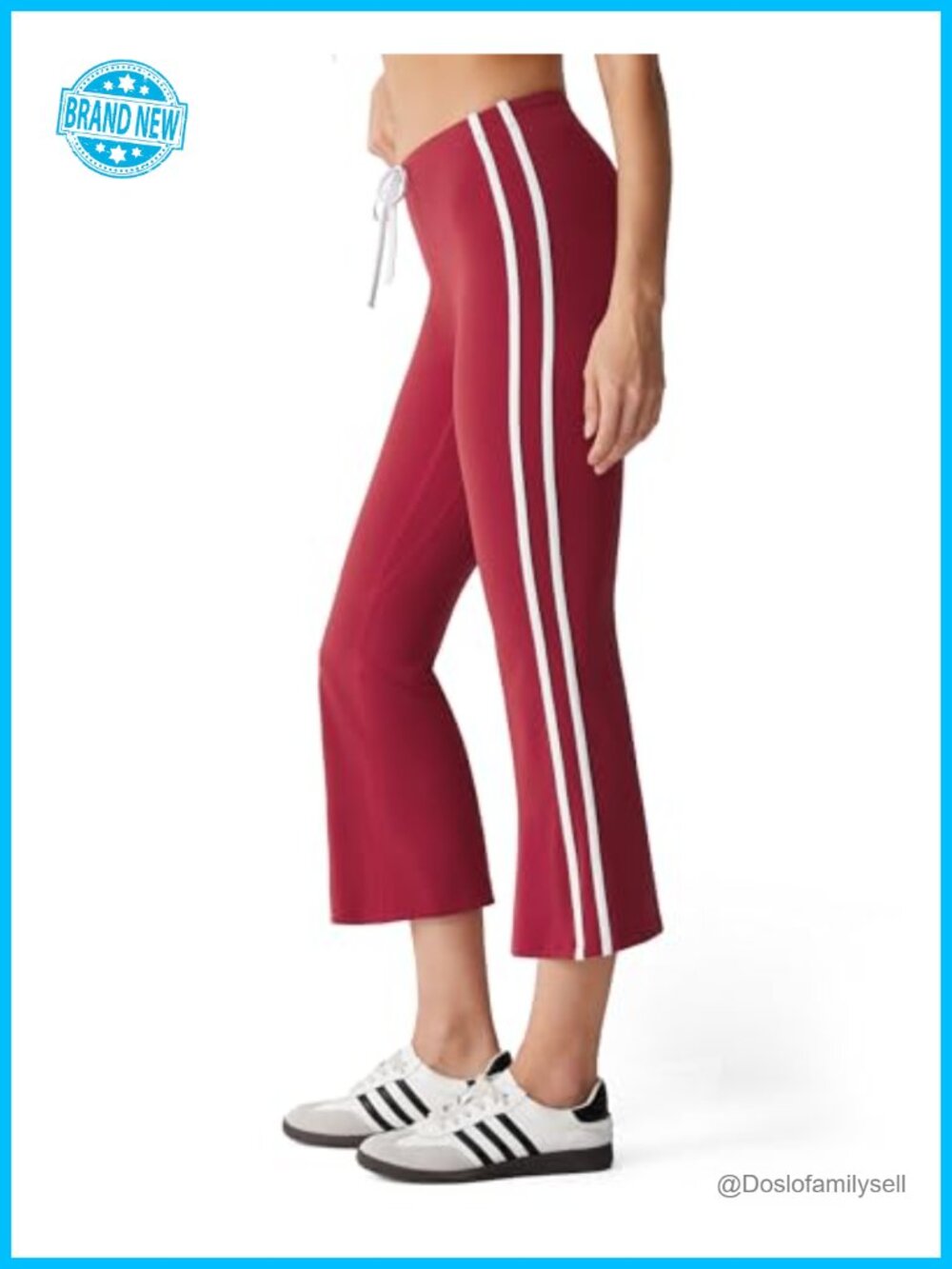 MOOSLOVER Women Flare Capri Yoga Pants High Waisted Side Stripe Drawstring